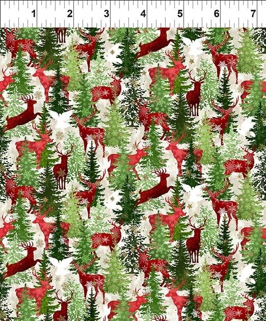 Algodón Dorado Metálico Reno Navidad Algodón Tela Estampado por Yarda D508.83 Foto 1 de 1