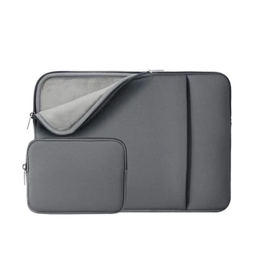 Funda Protectora para Portátil 14" - Forro Suave Esponjoso, Bolsillo Frontal, Gris Foto 1 de 4