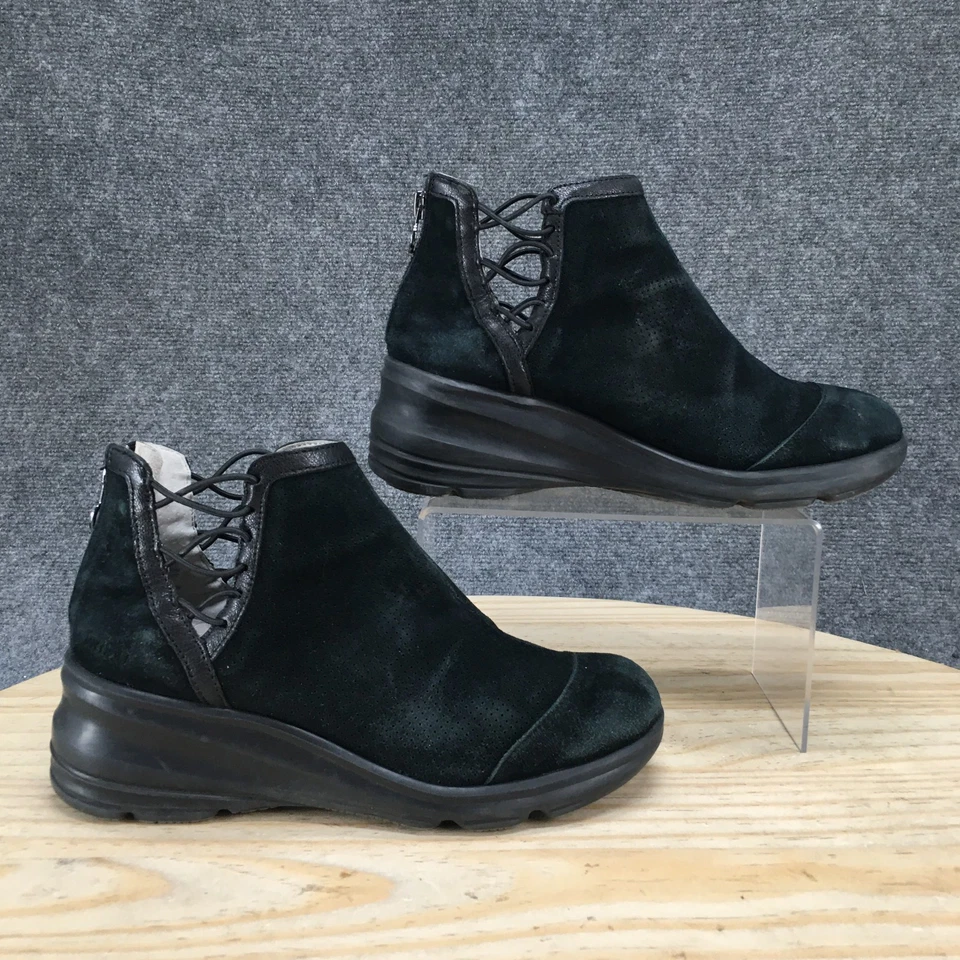 Botas Jambu para mujer 7,5 M Naomi botín al tobillo cuero negro tacones de cuña J9NAB01 Foto 1 de 4
