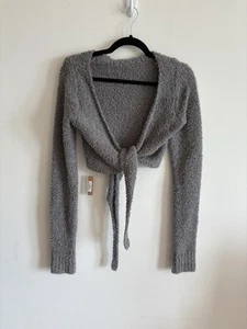 NWT Skims Cozy Cropped Tie Front Sweater in Smoke Medium M/L - Picture 1 of 3