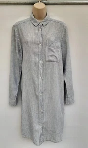 SHIRT DRESS,LONG SHIRT,TUNIC,BLUE PIN STRIPE,70S,80S,90S VINTAGE LOOK,SIZE 10 AP - Picture 1 of 8
