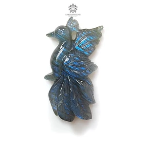 22.20cts Natural Unheated Labradorite Carving Bird 1pc For Jewelry 32*16mm - Picture 1 of 4
