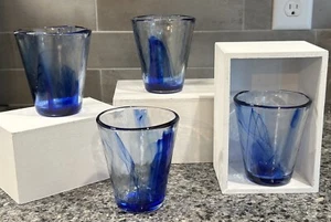 Bormioli Rocco Murano blau 9 Unzen flach Becher 3 7/8"H (4er Set) eingestellt - Bild 1 von 6
