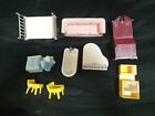 Vintage 1977 80s Fisher Price Doll House Furniture Lot Set piano kitchen 9 piece