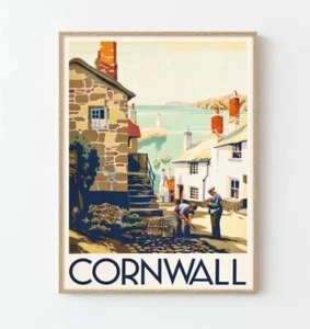 Cornwall Vintage Travel Poster Custom Art Print - Picture 1 of 3