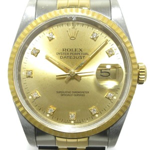Auth ROLEX Datejust 16233G Gold SS L828925 Mens Wrist Watch