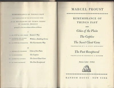 Remembrance of Things Past Marcel Proust Volume #2 of 2 French literature 1932 - Image 1 of 4