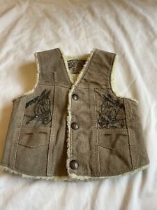 Vintage Vaquero Vest Kids 2t Horse Sherpa Lined Suede 70s 80s Made In USA