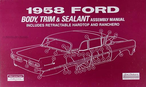 1958 Ford Car Body Assembly Manual Ranchero Fairlane Custom Sunliner Retractable - Image 1 of 1
