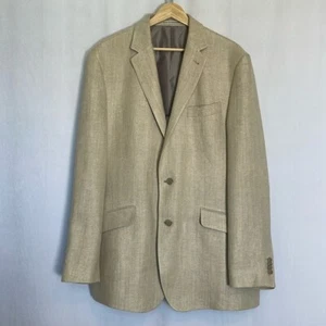 Joseph Abboud 100% Linen Blazer Suit Jacket 42 Long Summer Wedding Event Tan - Picture 1 of 11