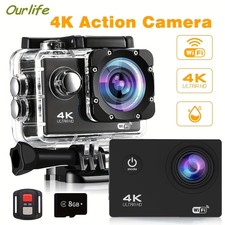 Action Camera 4K Ultra HD - Waterproof, WiFi, Remote Control, 8GB Card, 170° W