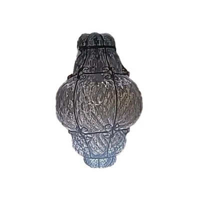 Antique blown Italian Murano Venetian opalescent glass hanging cage chandelier - Image 1 of 2