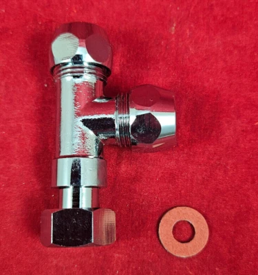 Verteiler T-Stück für Eckventil 3/8 Zoll x 10 mm Abzweig Quetschverschraubung - Bild 1 von 4