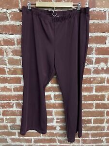 Susan Graver Pants Women’s Plus Size XLP Liquid Knit Pull-On Stretch Dark Maroon