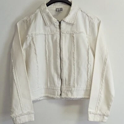 CLIO White Denim Jacket Size 8 - Image 1 of 4