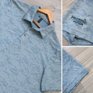 Adidas Golf Poloshirt Herren 2XL Blau Performance Struktur Camouflage Print Logo - Bild 1 von 8