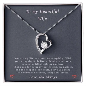 To My Beautiful Wife Forever Love Necklace, Gift for Wife, Valentine's Day Gift - Picture 1 of 3