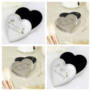 Birthday Butterfly Heart Trinket Jewellery Box. Gift For Her. 18th, 21st, 16th. - Picture 1 of 6