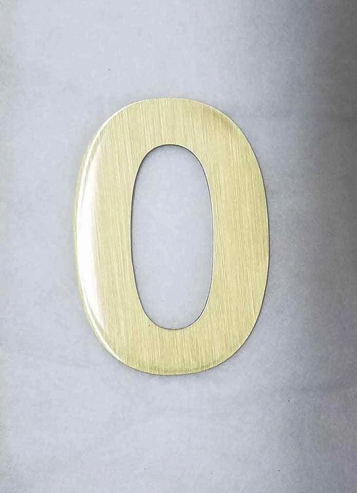 Números de casa de latón antiguo macizo individuales 4" acabado liso NUEVO 0,1,2,4,5,6,7,8,9 Foto 1 de 1