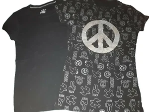 * OLD NAVY * SO * girls 10 12 Medium  burch black cotton summer shirt peace top - Picture 1 of 1