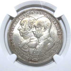 S11 - Germany Mecklenburg-Schwerin 3 Mark 1915-A NGC MS-63 B. Unc. Silver Coin - Picture 1 of 4