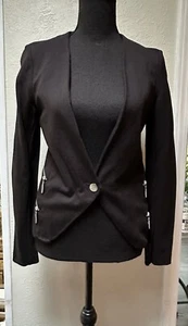 Love Tree Blazer Women's SZ S Black Moto Zipper Accents Anthropologie Jacket - Picture 1 of 6
