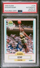 Shawn Kemp 1990 Fleer Basketball Signed Rookie Card RC #178 Auto Graded PSA 10