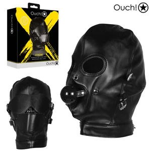 Ouch! Xtreme Bondage Maske mit Verband und Lätzchen Ball Gag Leather Mask BDSM - Bild 1 von 10