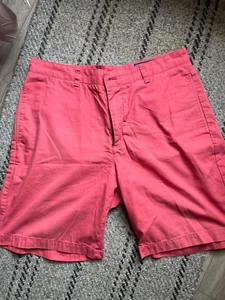 Mens Vineyard Vines Club Chino Shorts, 33 x 7, Salmon Red Pink Solid Flat Front - Picture 1 of 3