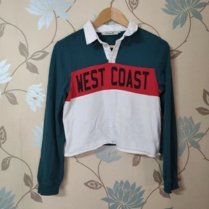 Y2K Größe 10 Polo Top USA Westküste Spruch Spruch kurz geschnitten Cervello - Bild 1 von 8