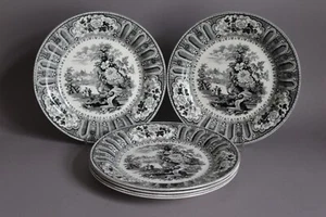 Wedgwood CAIRO  Schwarz 6 Speiseteller Teller D 24,5 cm (A) - Picture 1 of 11