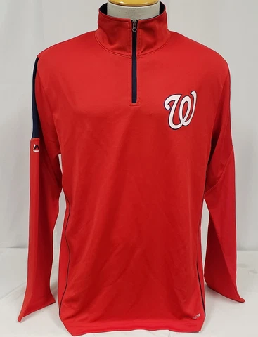 Brand New MLB Majestic Men's Qtr.-Zip Washington Nationals Sweatshirt Cover