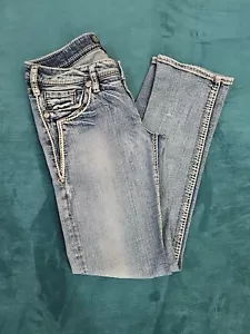 Silver Jeans Co. Aiko low straight slim women’s 29” x 30” embroidery EUC - Picture 1 of 7