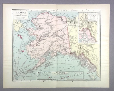 Antique Illustration Map of the State of Alaska Appleton & Co Encyclopedia 1901 - Image 1 of 4