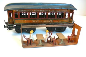 BING BAVARIA ÉCHELLE "O"  SPEISEWAGEN  À BOGIES  TÔLE  Lg 21 cm  BON ÉTAT 1909 - Picture 1 of 10