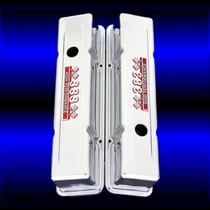 Cubiertas de válvula altas cromadas SBC para bloque pequeño Chevy 383 Stroker motor 383 emblema - Imagen 1 de 1