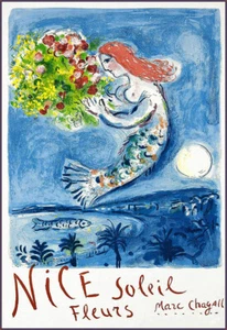 Kunst Poster SCHÖNES Frankreich SOLEIL FLEURS Chagall Reisedruck - Bild 1 von 1