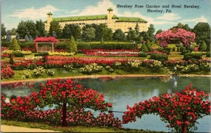 Hershey Rose Garden And Hotel Hershey Hershey Pa Linen Postcard - Picture 1 of 4