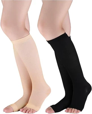 2 Paia Maniche a Compressione per Polpacci, Calze Compressione Graduata Donna Uo - Immagine 1 di 4