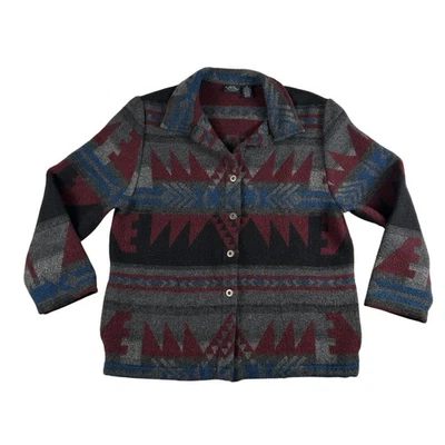 Sonoma Jean Company Sweater Womens Medium Gray Wool Blend Aztec Button Cardigan - Image 1 of 4