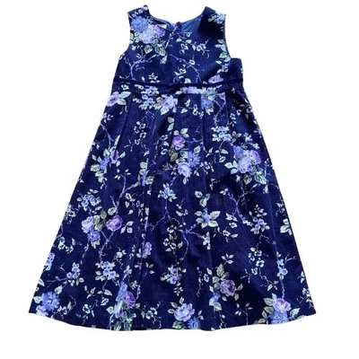 Jersey floral de colección Laura Ashley madre e hijo niñas azul marino y lavanda algodón talla 6 años Foto 1 de 4