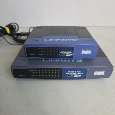 LINKSYS EtherFast (EZXS88W) 10/100 8-Port  Switch + 5-port (EZXS55W) + TESTED  - Image 1 of 4