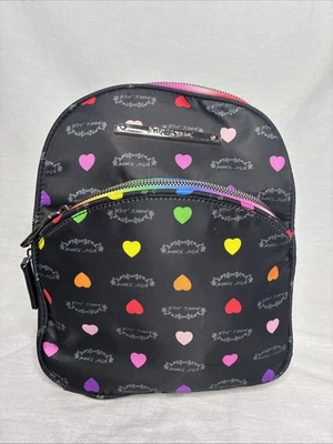 Betsey Johnson Mini Mochila Negra con Corazones/Carrera Arco Iris Foto 1 de 4