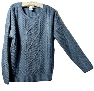 workshop republic clothing S sweater Cable Knit Blue Crew Neck Classic Preppy - Picture 1 of 9