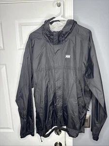 Helly Hansen Waterproof Jacket Mens XXL Black Shell Rain Coat Hooded - Picture 1 of 5