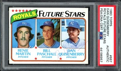 丹·奎森伯里亲笔签名 1980 年 Topps 新秀卡 #667 皇家 PSA/DNA 44196957 — 第 1/2 张图片