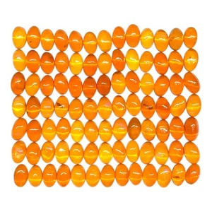 19.70 Cts Natural Orange Opal 5x3mm Oval Cabochon 120 Pcs Loose Gemstones Lot - Picture 1 of 7