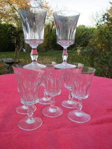 ANTIQUE FRENCH BACCARAT POLIGNAC SET OF 8 DIGESTIVE PORTO CRYSTAL GLASSES 1957's - Picture 1 of 12