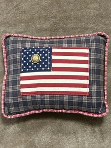 American Flag Small Throw Pillow Patriot Red White Blue Fourth Of July - Picture 1 of 2