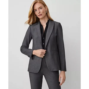 ANN TAYLOR The Long One-Button Blazer Bi-Stretch Dark Gray Sz 18 NWT $198 {3F18} - Picture 1 of 3